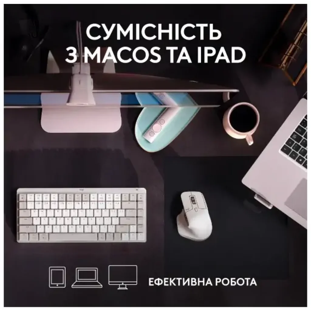 Мышь LOGITECH MX Master 3S For Mac Performance Wireless, Pale Grey (910-006572) UA
