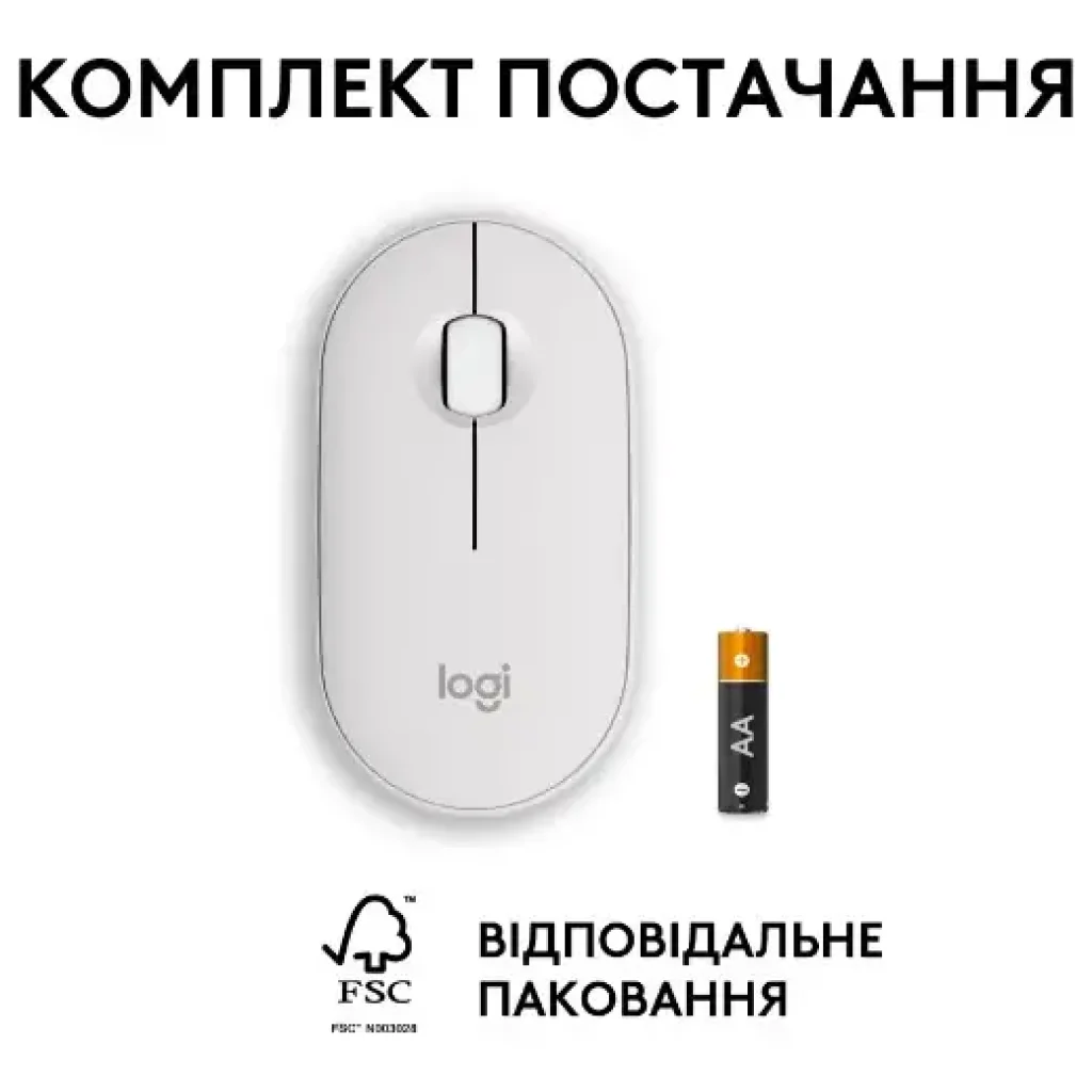 Мышь LOGITECH Pebble Mouse 2 M350s - TONAL WHITE - BT UA
