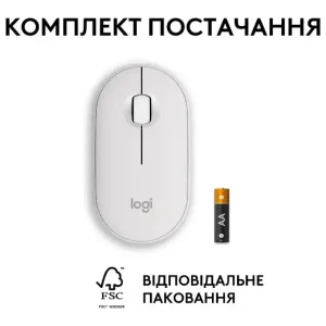 Мышь LOGITECH Pebble Mouse 2 M350s - TONAL WHITE - BT UA