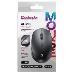 Мышь DEFENDER (52027) Auris MB-027,4D,800-1600dpi, silent, black UA