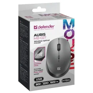 Мышь DEFENDER (52029) Auris MB-027,4D,800-1600dpi, silent, grey UA