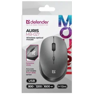 Мышь DEFENDER (52029) Auris MB-027,4D,800-1600dpi, silent, grey UA