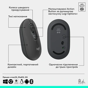 Миша Logitech POP Mouse Graphite, Bluetooth (910-007412) UA