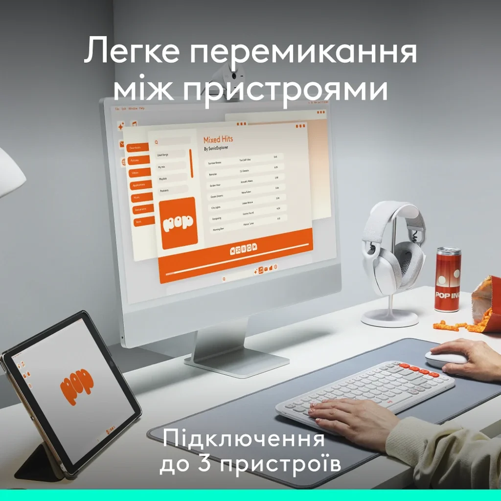 Мышь Logitech POP Mouse Offwhite, Bluetooth (910-007411) UA