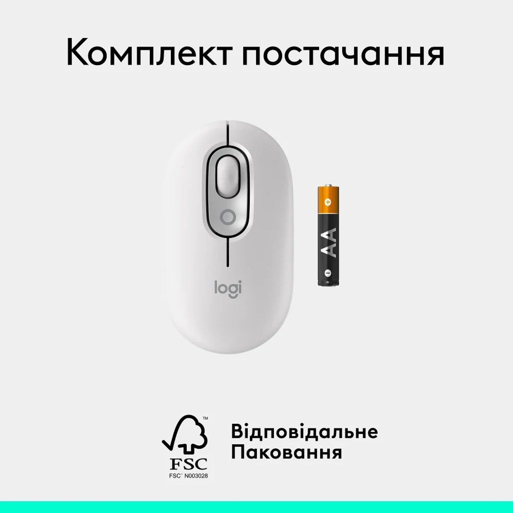 Мышь Logitech POP Mouse Offwhite, Bluetooth (910-007411) UA