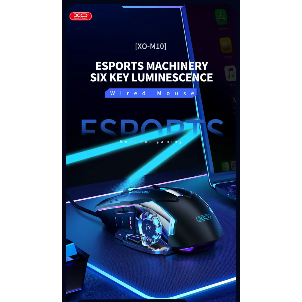 Миша XO M10 Gaming Mechanical 6-Button Light Emitting Black+Silver UA