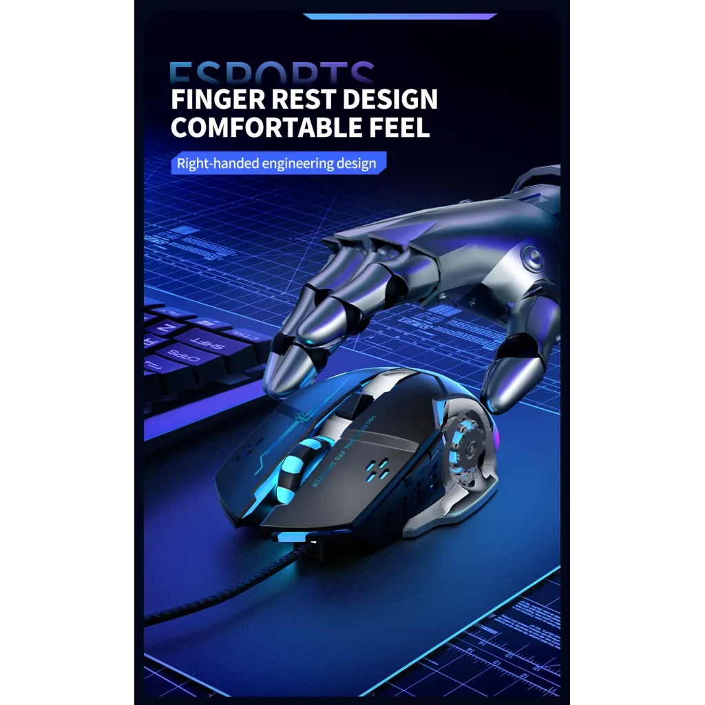 Миша XO M10 Gaming Mechanical 6-Button Light Emitting Black+Silver UA
