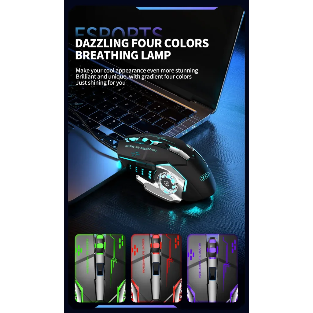 Миша XO M10 Gaming Mechanical 6-Button Light Emitting Black+Silver UA