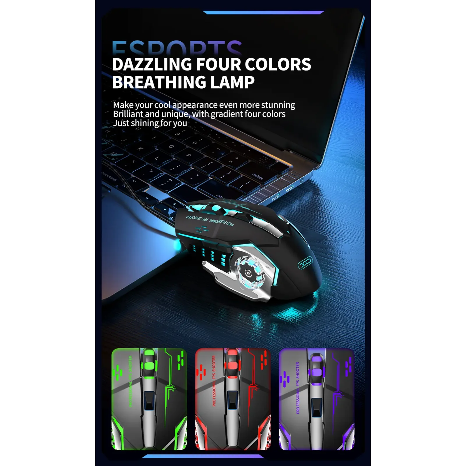 Мышь XO M10 Gaming Mechanical 6-Button Light Emitting Black+Silver UA