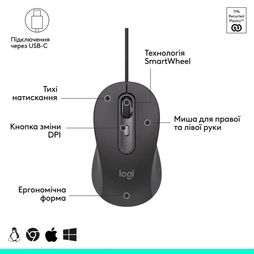 Миша Logitech Signature M520 for Business - GRAPHITE (910-007511) UA