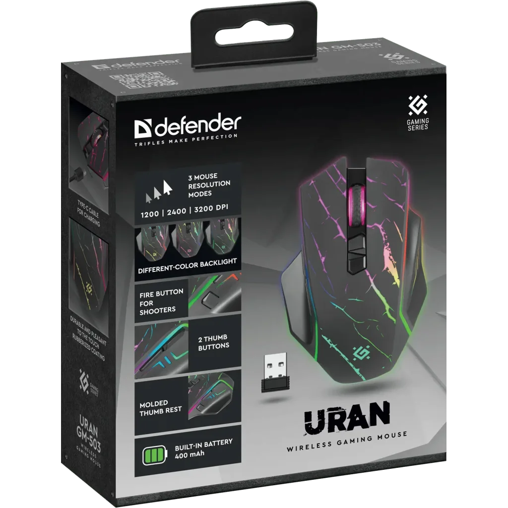 Миша Defender Uran GM-503 LED Black (52503) UA