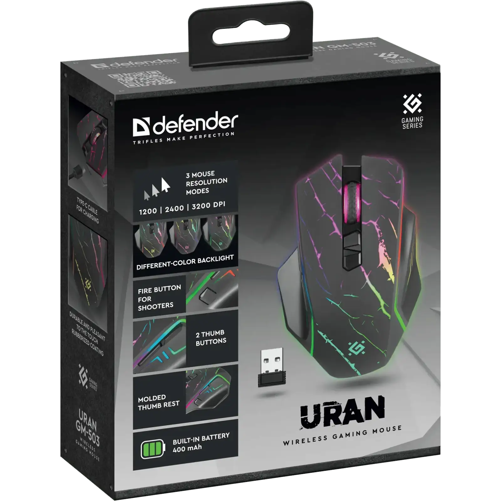 Мышь Defender Uran GM-503 LED Black (52503) UA