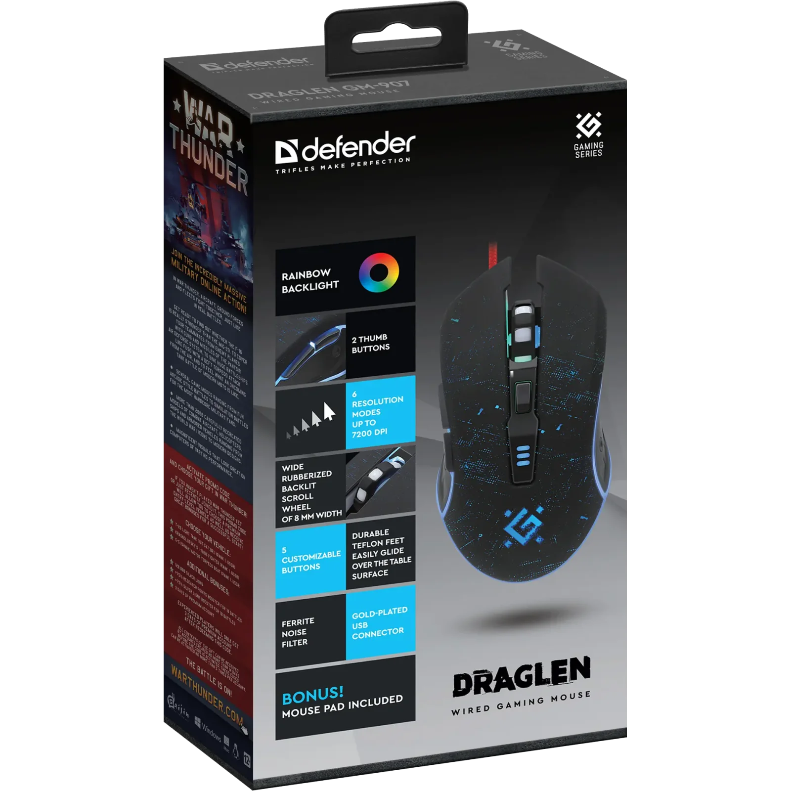 Миша Defender Draglen GM-907 Black (52907) UA