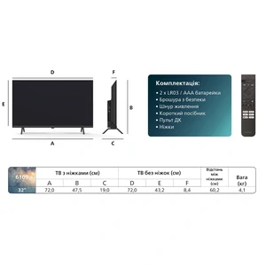 Телевізор Philips 32PFS6109/12 UA