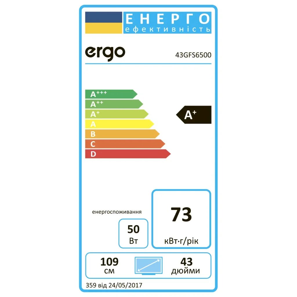Телевизор ERGO 43GFS6500 UA
