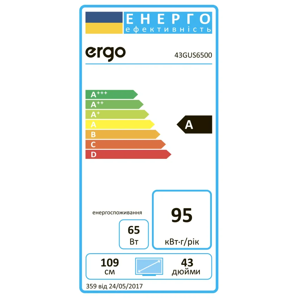 Телевизор ERGO 43GUS6500 UA