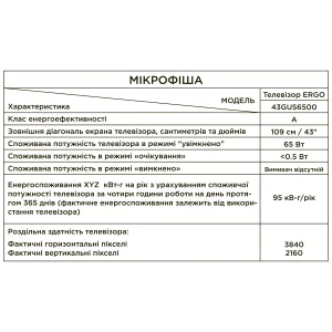 Телевизор ERGO 43GUS6500 UA