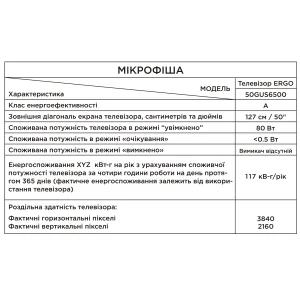 Телевізор ERGO 50GUS6500 UA