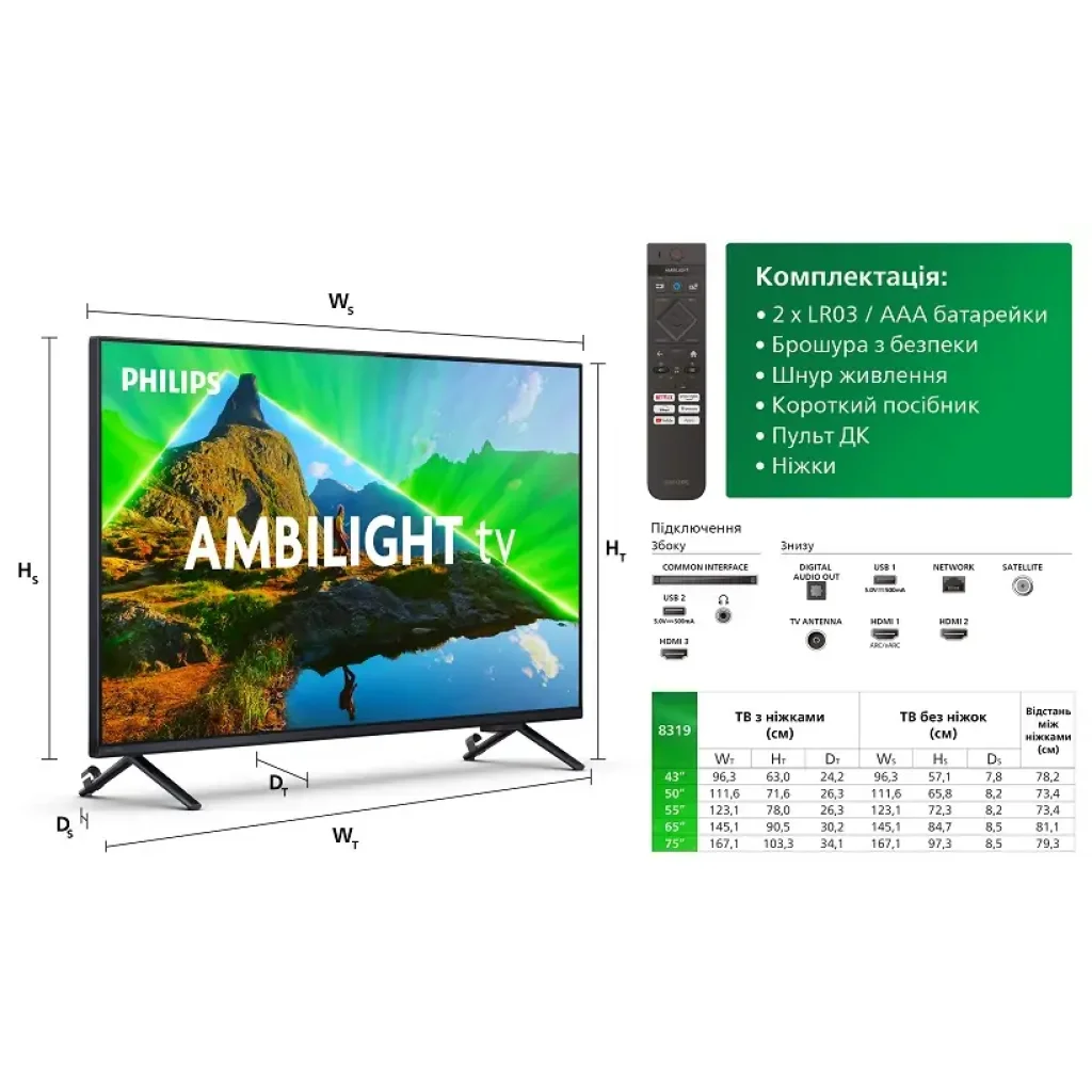 Телевізор Philips 75PUS8319/12 UA