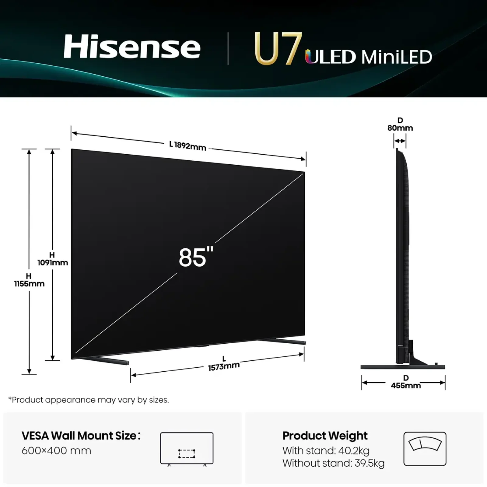 Телевізор Hisense 85U7Q UA