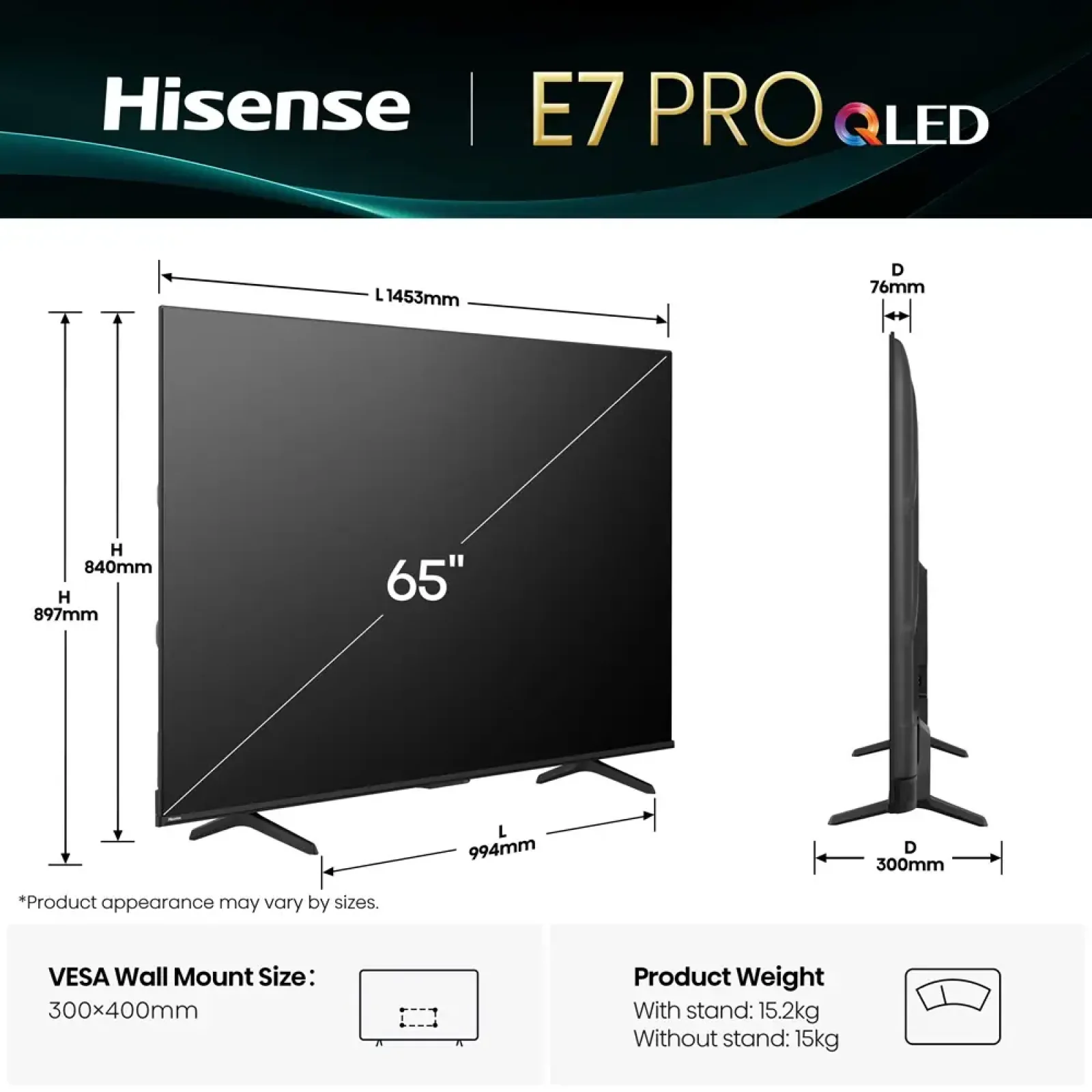 Телевізор Hisense 65E7Q PRO UA