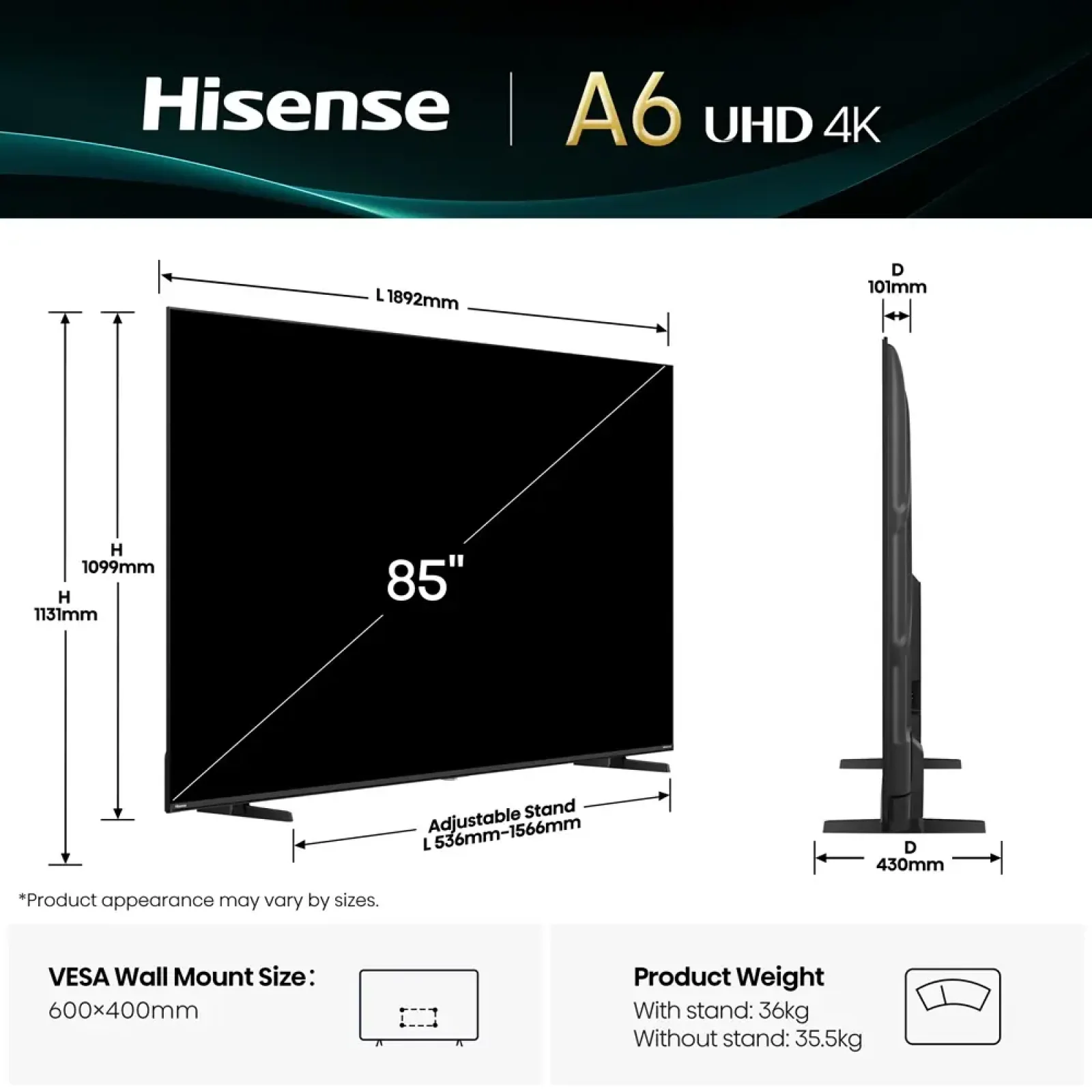 Телевизор Hisense 85A6Q UA