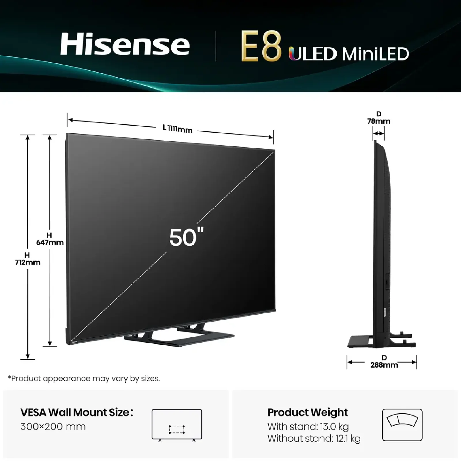 Телевізор Hisense 50E8Q UA