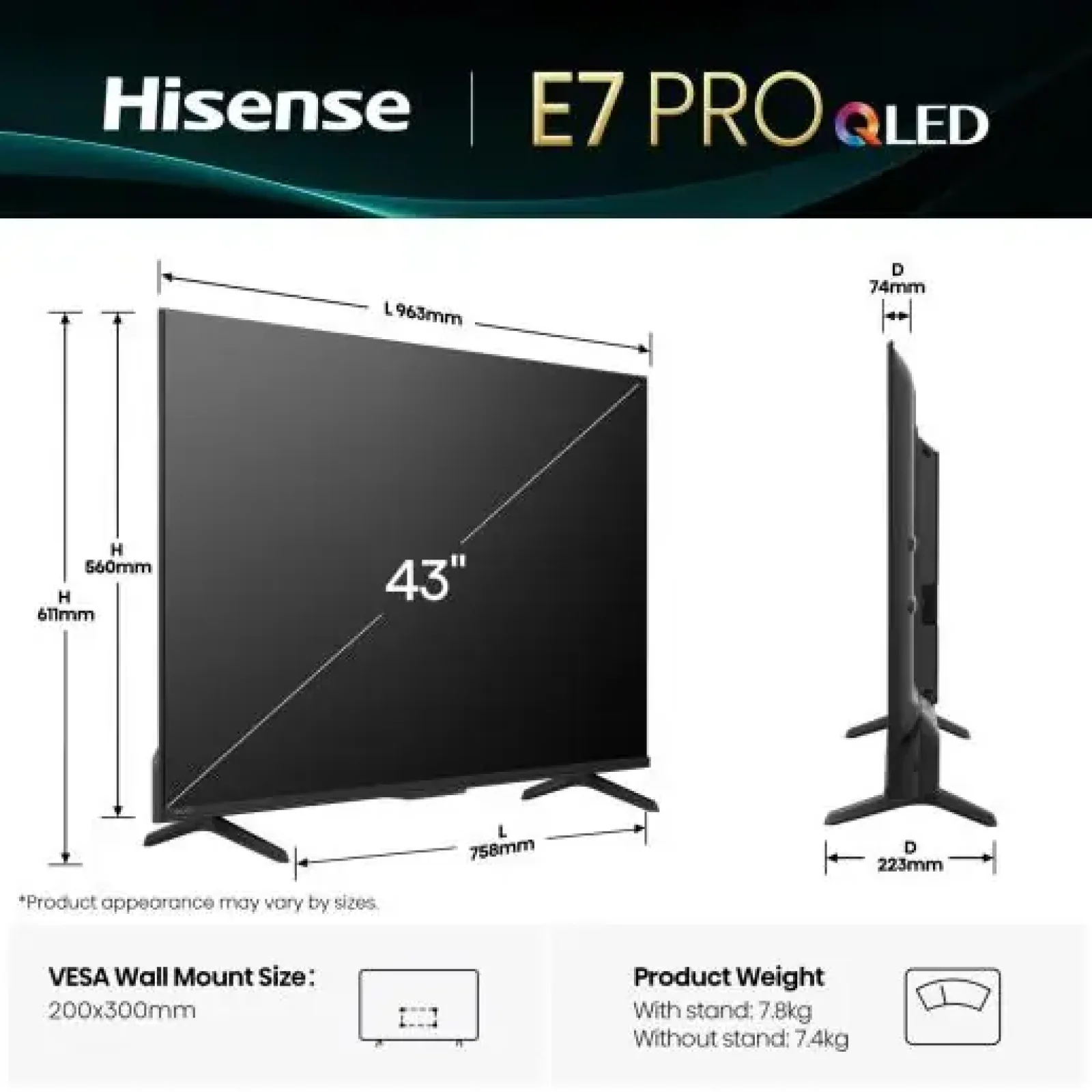 Телевизор Hisense 43E7Q PRO UA