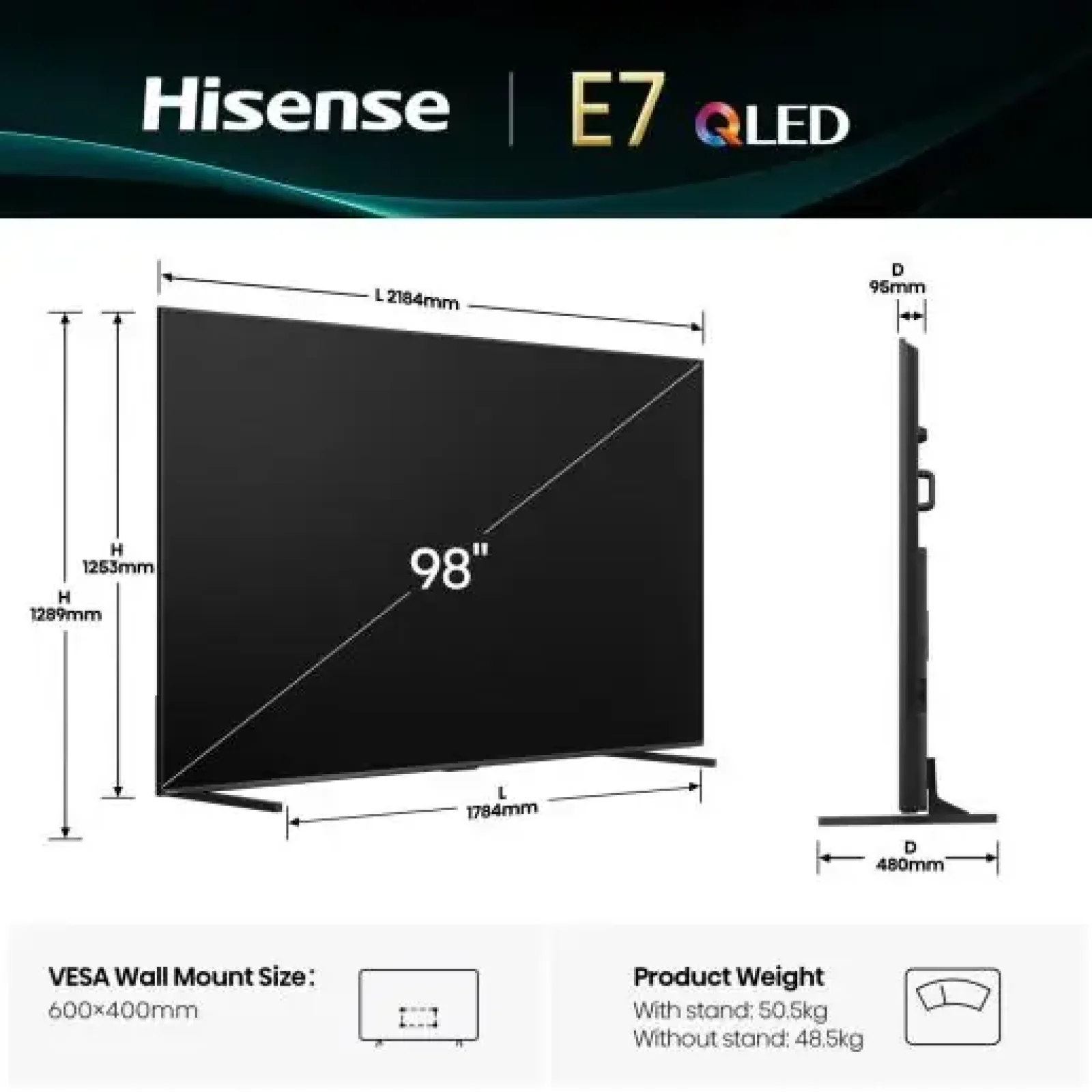 Телевізор Hisense 98E7Q UA