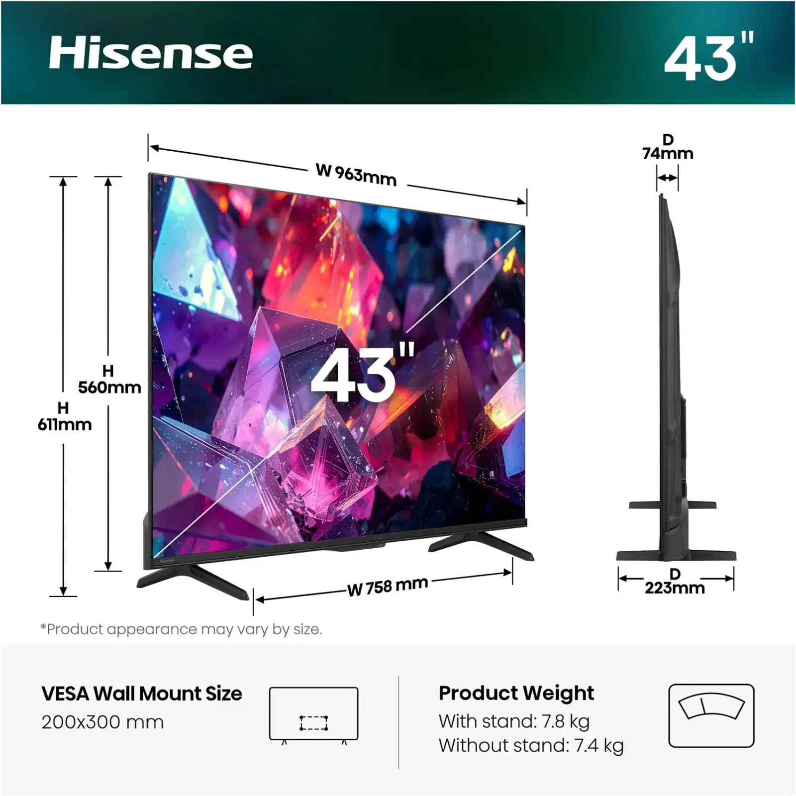 Телевізор Hisense 43E7S PRO UA