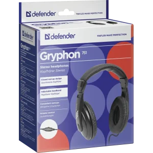 Навушники DEFENDER (63751) HN-751 Black (volume control cable 2m) UA