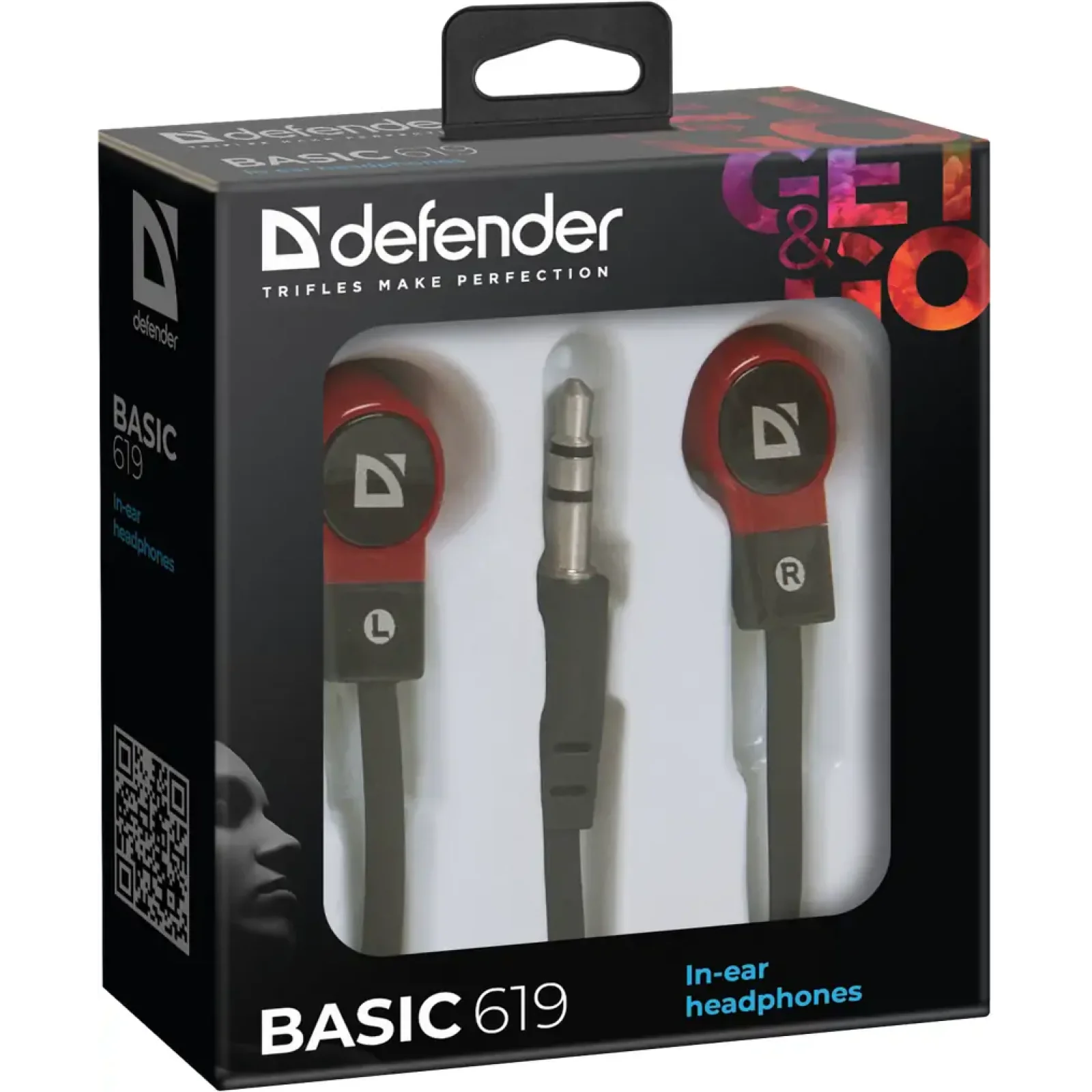 Наушники DEFENDER (63619)Basic-619 black/red UA
