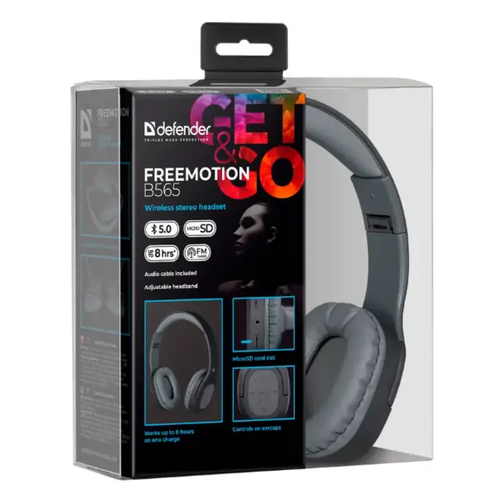 Навушники DEFENDER (63565) FreeMotion B565 Bluetooth, сірий UA