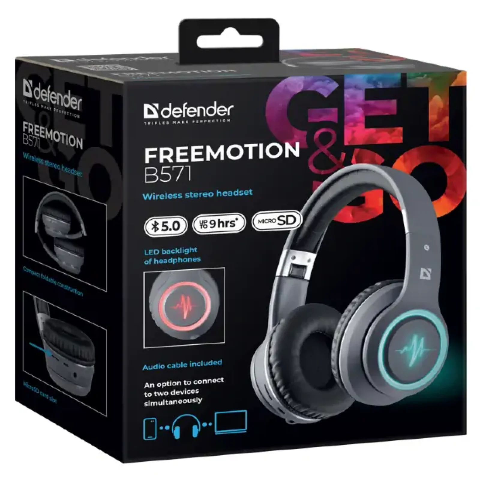 Навушники DEFENDER (63571)FreeMotion B571 Bluetooth LED, сірий UA
