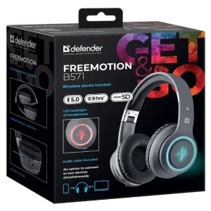 Навушники DEFENDER (63571)FreeMotion B571 Bluetooth LED, сірий UA