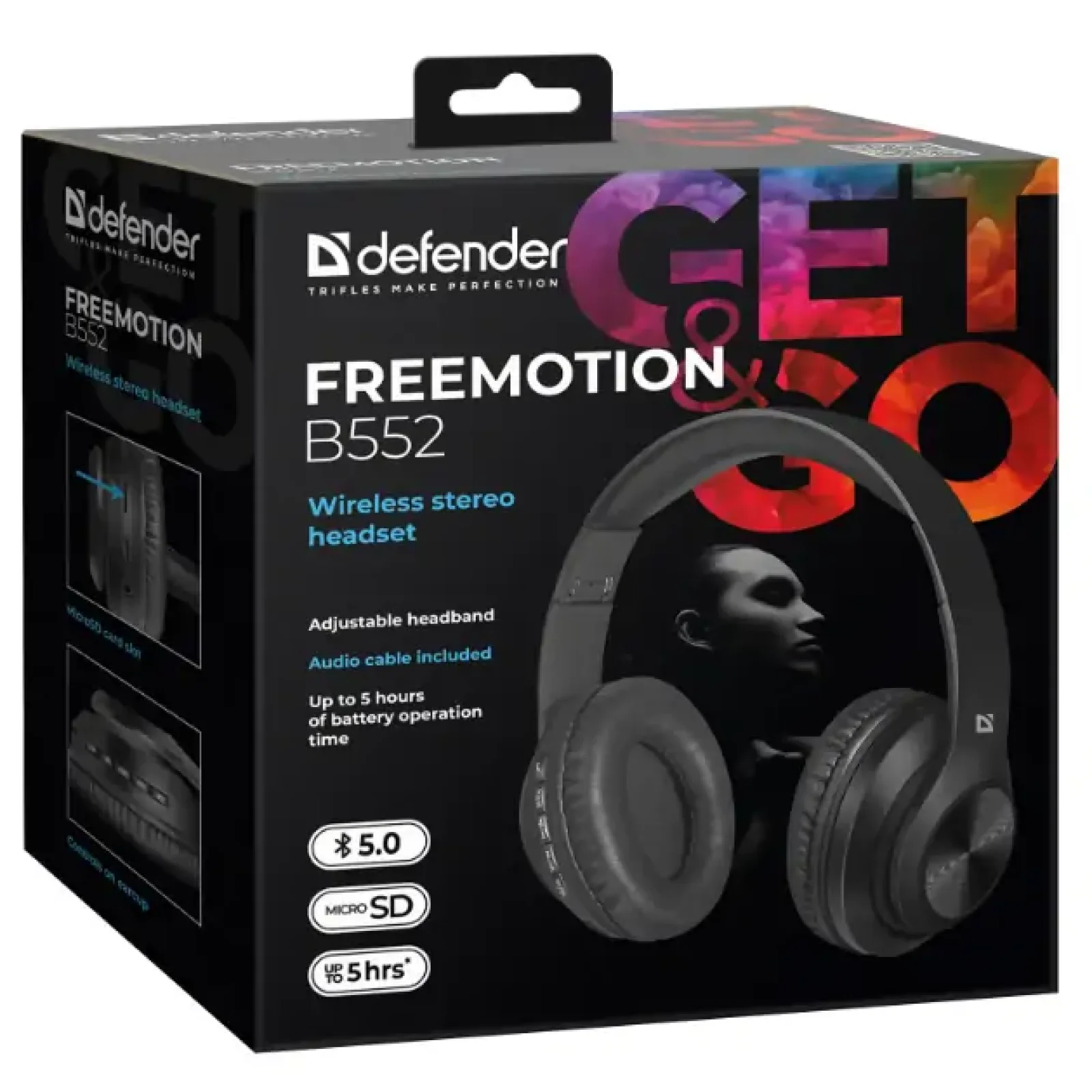 Наушники DEFENDER (63552) FreeMotion B552 black, Bluetooth UA