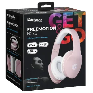 Навушники DEFENDER FreeMotion B525 Bluetooth, біло-рожевий (63528) UA