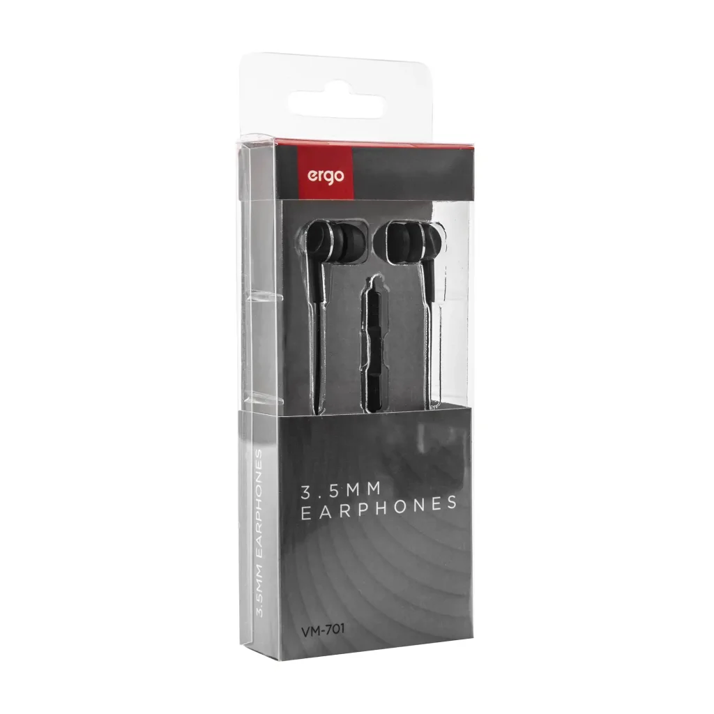 Навушники ERGO VM-701 3.5mm Earphones Чорний UA