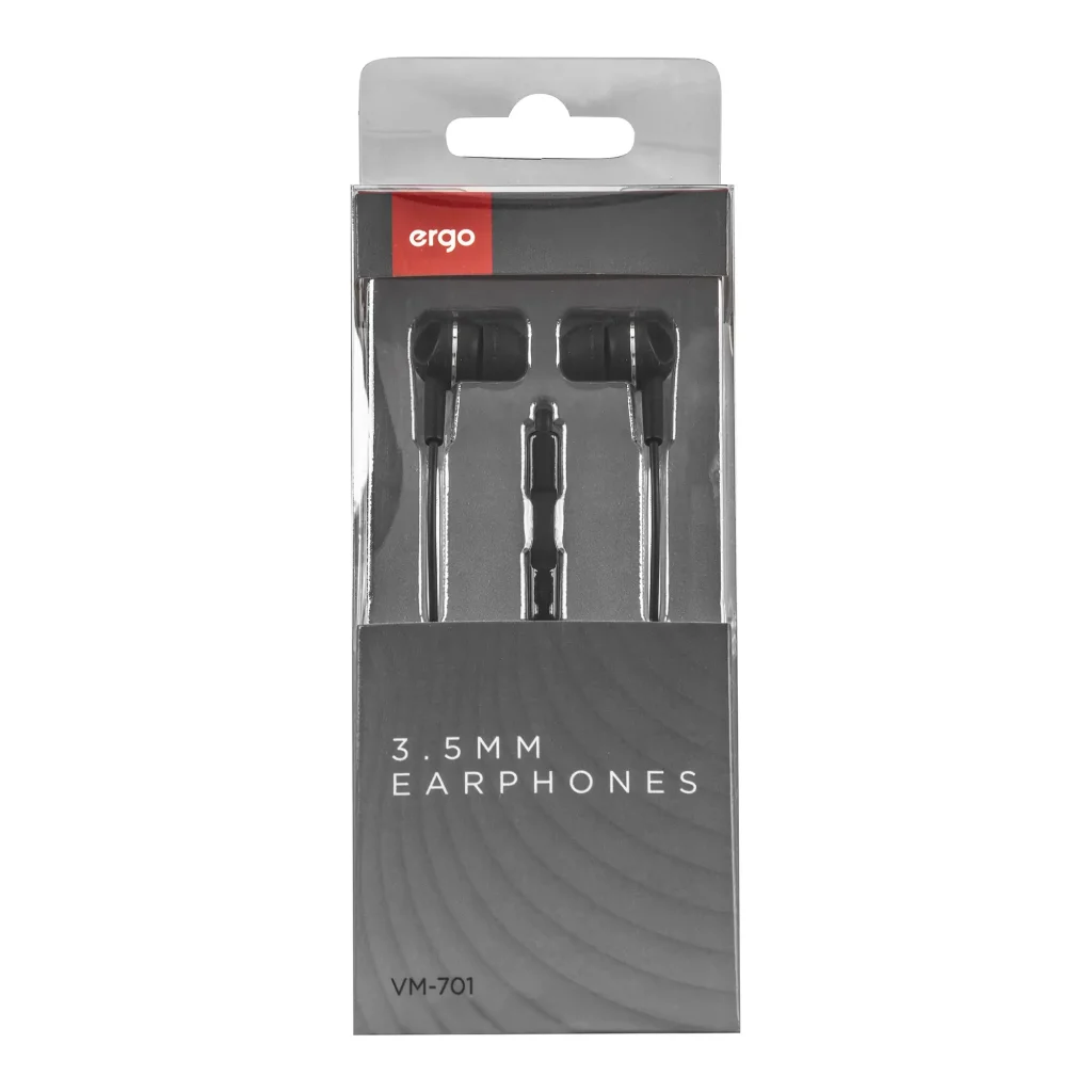 Навушники ERGO VM-701 3.5mm Earphones Чорний UA