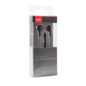 Навушники ERGO VM-730 Type-C Earphones Чорний UA