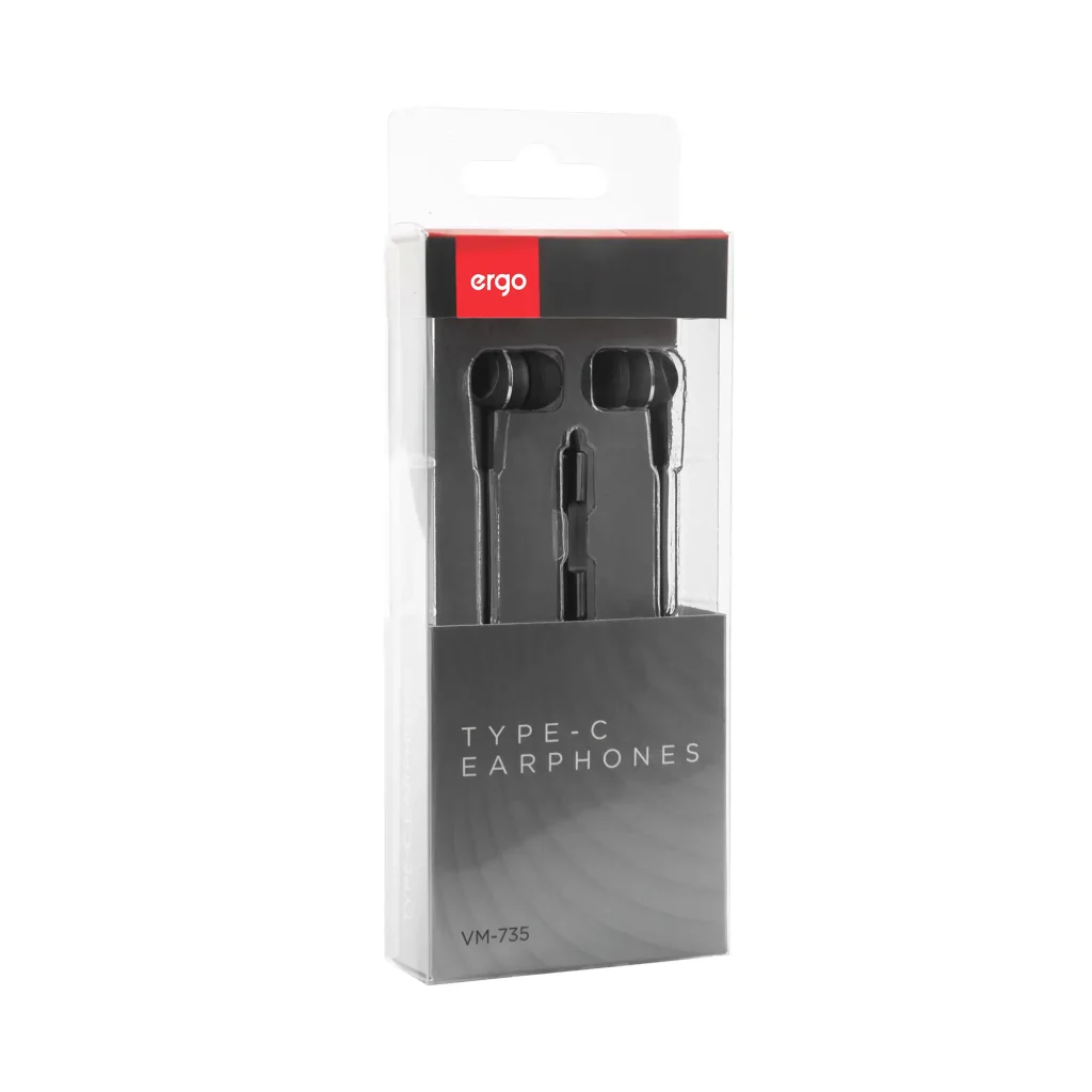 Навушники ERGO VM-735 Type-C Earphones Чорний UA