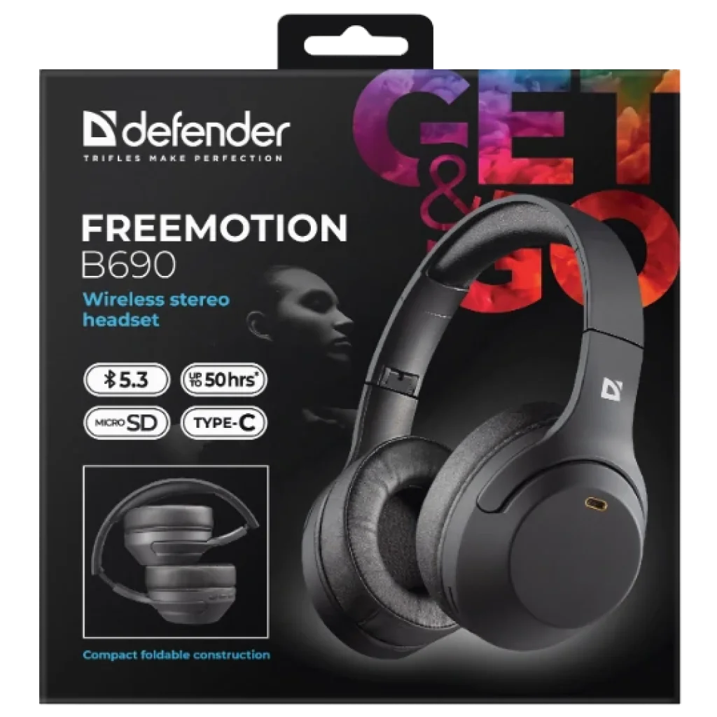 Гарнітура Defender FreeMotion B690 Bluetooth Black (63690) UA