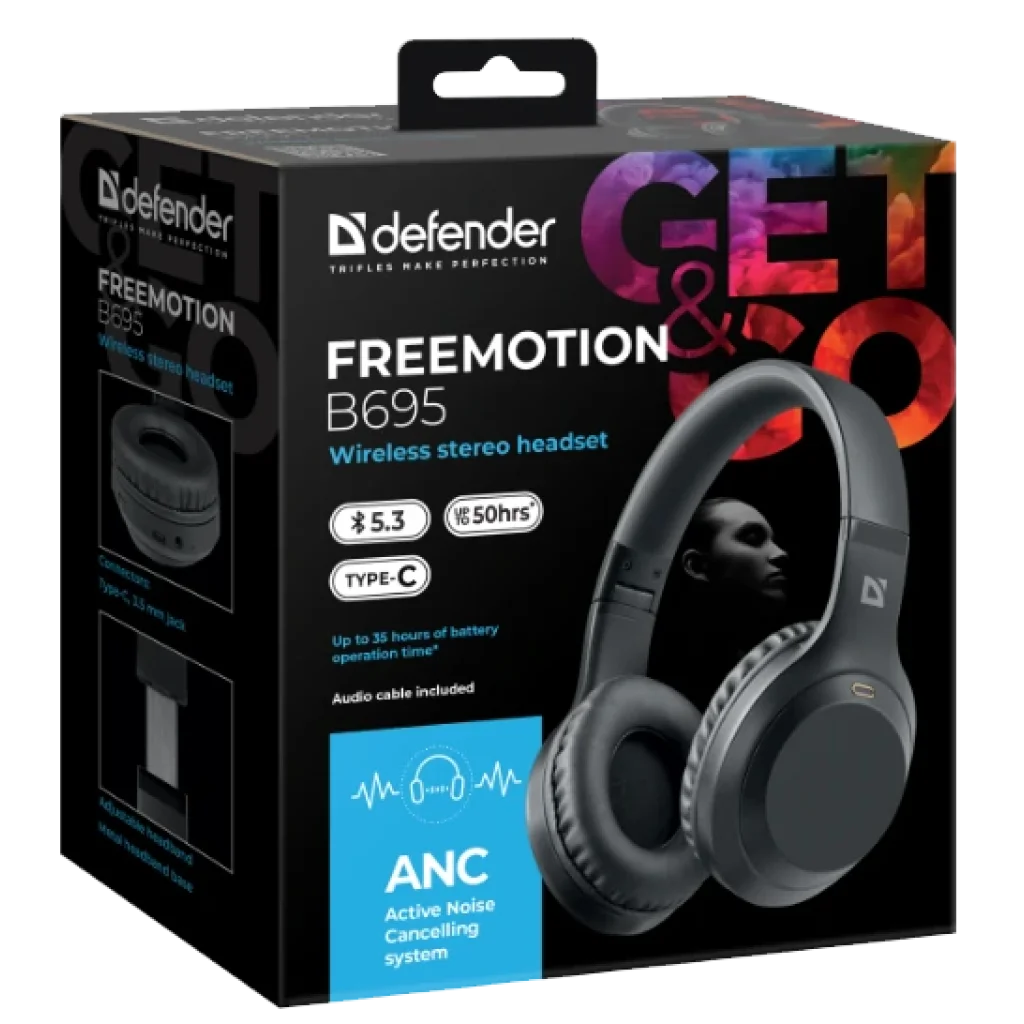 Гарнітура Defender FreeMotion B695 Bluetooth ANC Black (63695) UA