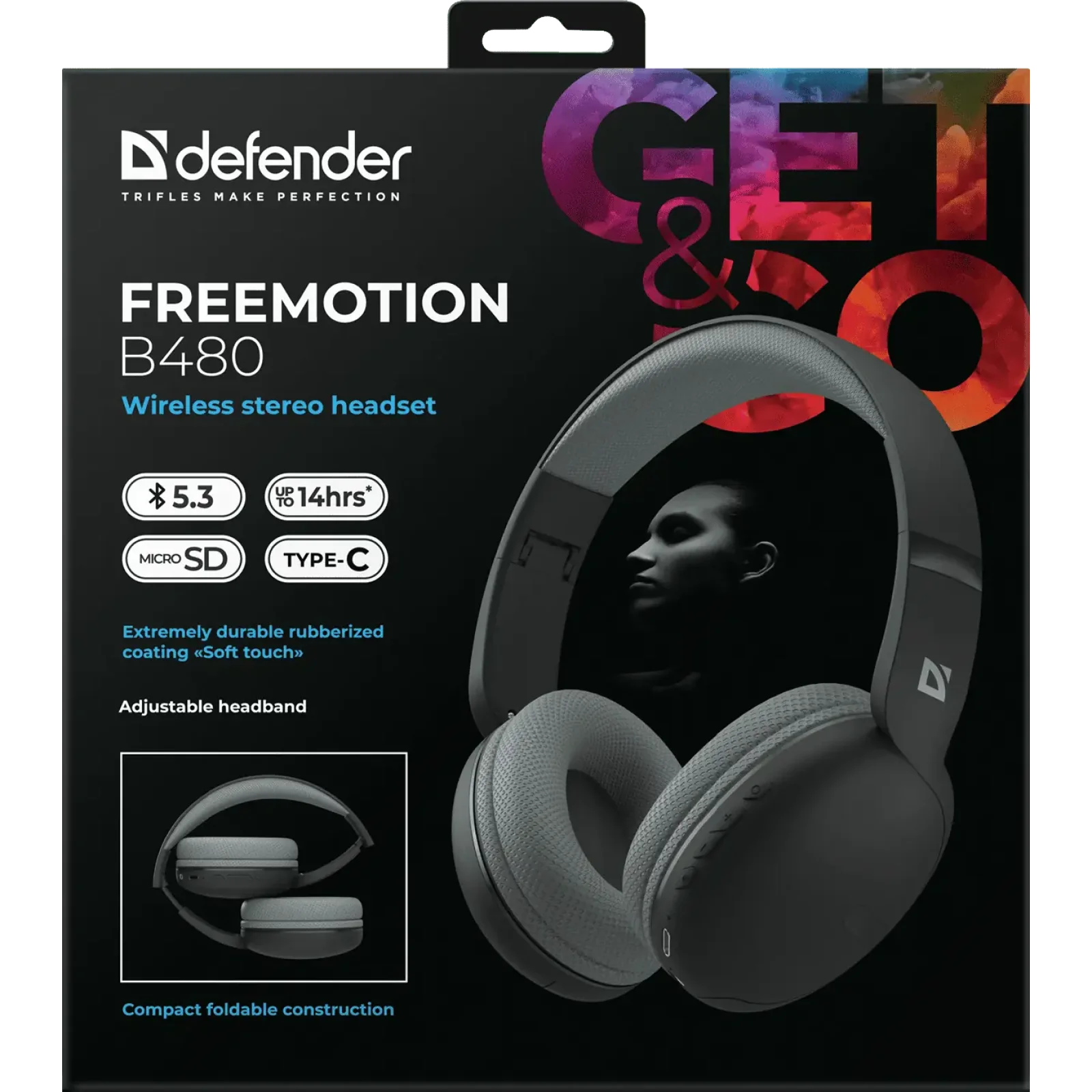 Навушники DEFENDER (63480) FreeMotion B480 Bluetooth Black UA