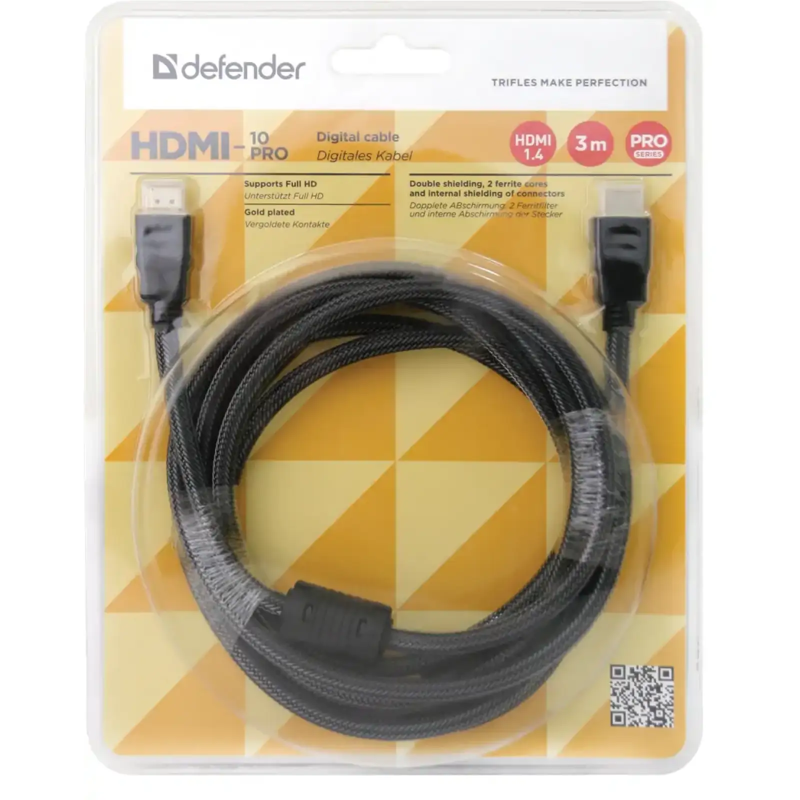 Кабель DEFENDER (87434)HDMI-10PRO HDMI M-M ver1.4, 3м, блистер