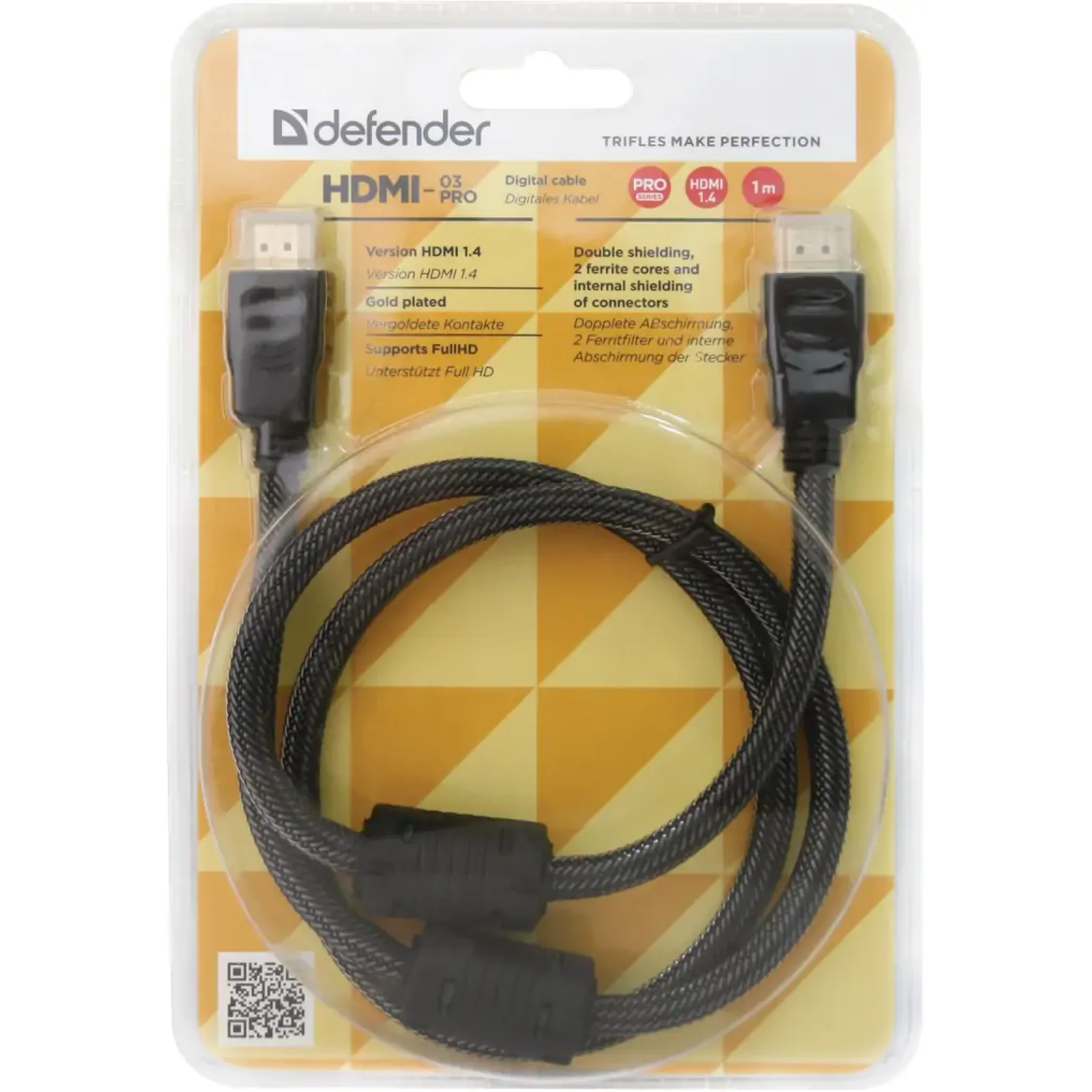 Кабель DEFENDER (87340) HDMI-03PRO HDMI MM, ver 1.4, 1м, blister