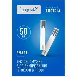 Тестовые полоски для глюкометра Longevita Smart (50шт.) UA