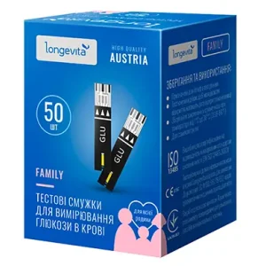 Тестовые полоски для измерения глюкозы в крови Longevita Family (50шт.) UA