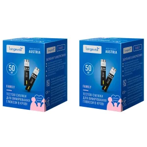 Тестовые полоски для измерения глюкозы в крови Longevita Family 100шт.(2*50шт) UA