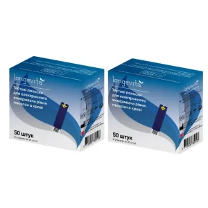 Тестовые полоски для измерения глюкозы в крови Longevita 100 шт. (2*25 + 2*25) UA